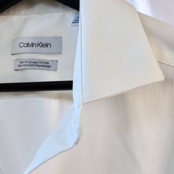 Slim Fit White Calvin Klein Shirt. - Picture 4 of 4